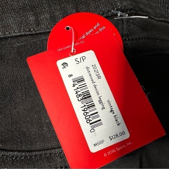 SPANX Distressed Denim Legging VTG Black 20213R Pull On Stretch Jegging Pant S/P - Picture 12 of 13